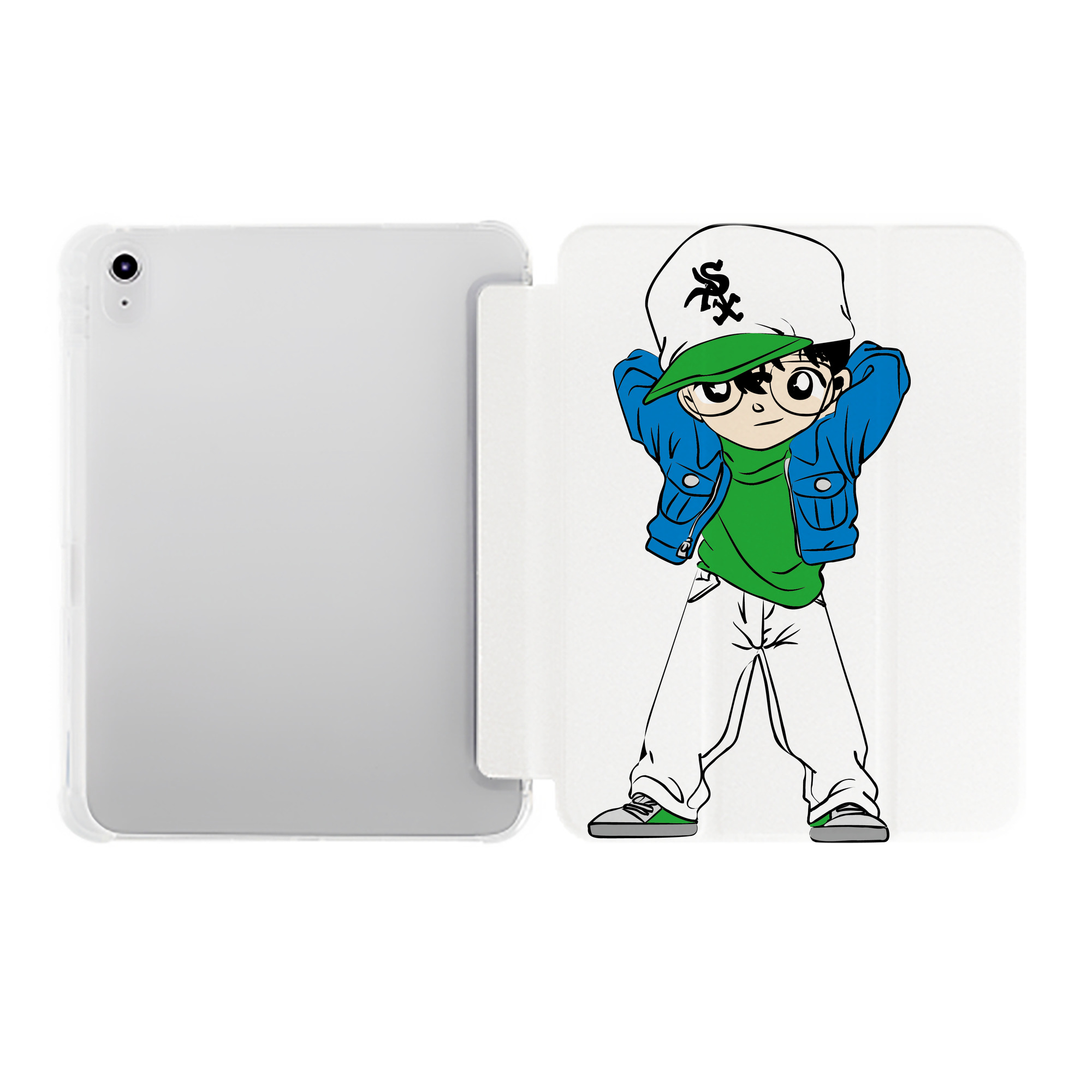 （画像用） 名探偵コナン 江戸川 コナン Detective Conan Conan Edogawa IPad ケース ペン収納付き 三つ折りスタンド PUレザー×シリコン 対応機種9.5/10.5/10.9インチ